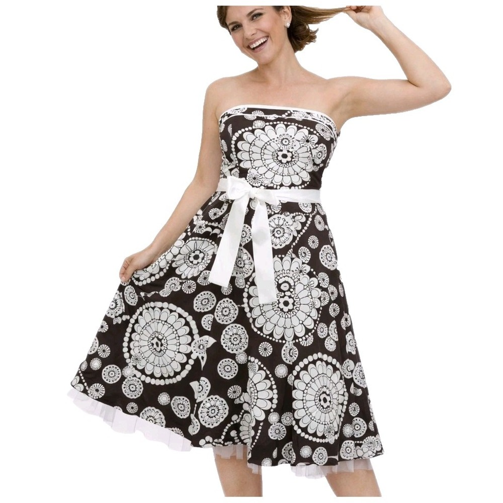 New RUBY ROX Size 7 Strapless Mandala‎ Print Cotton Stretch Fit and Flare Dress